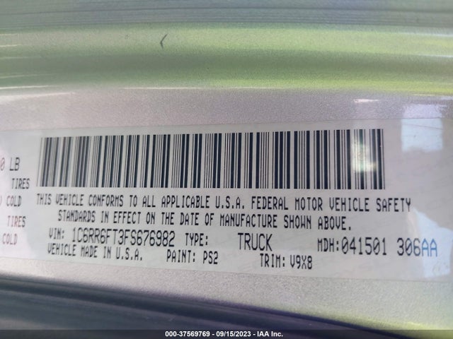 2015 RAM 1500 TRADESMAN VIN: 1C6RR6FT3FS676982