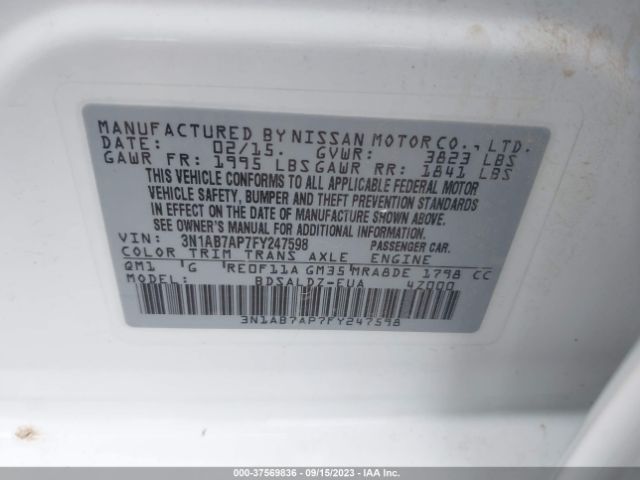 3N1AB7AP7FY247598 Nissan Sentra Sr/sl/s/sv/fe+ S