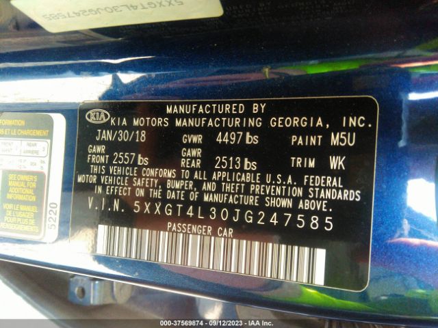 5XXGT4L30JG247585 KIA Optima S