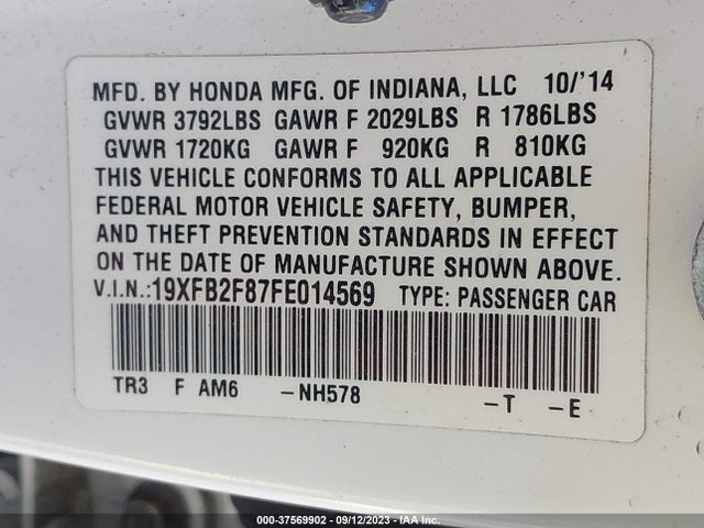 Honda Civic Sedan Ex 2015 19XFB2F87FE014569 Image 9