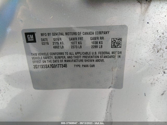 Chevrolet IMPALA LS 2016 2G11X5SA7G9177348 Image 9