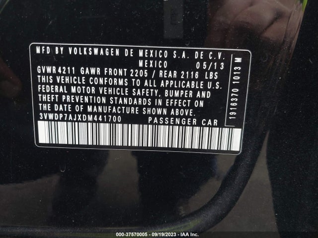 2013 VOLKSWAGEN JETTA SEDAN SE W/CONVENIENCE VIN: 3VWDP7AJXDM441700