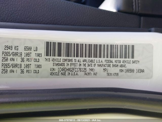 1C4RDHAG2FC176125 Dodge Durango Sxt