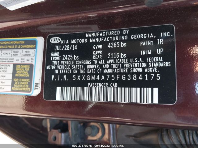 5XXGM4A75FG384175 KIA Optima Lx