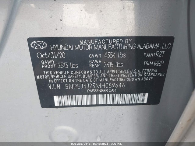 Hyundai Sonata Sel Plus 2021 5NPEJ4J23MH089646 Image 9