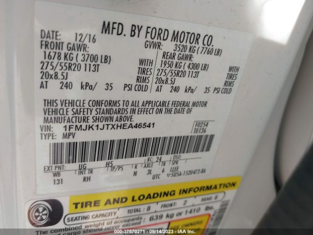 1FMJK1JTXHEA46541 Ford Expedition El Xlt/king Ranch