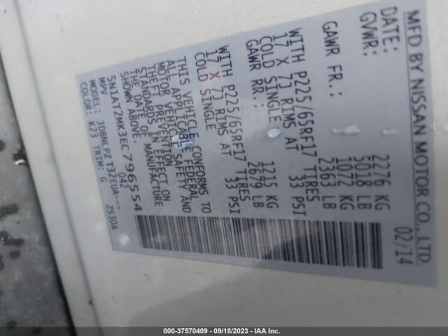 5N1AT2MK3EC796554 Nissan ROGUE S
