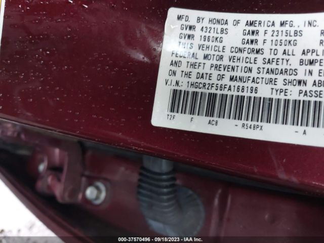 1HGCR2F56FA168196 Honda Accord Sedan Sport