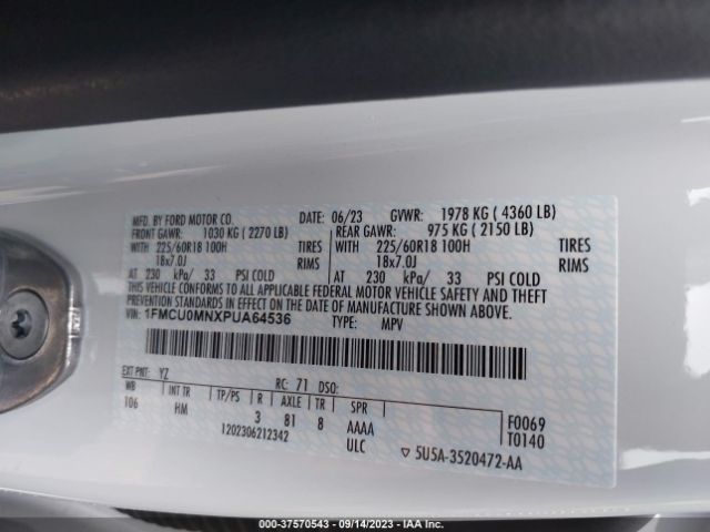 1FMCU0MNXPUA64536 Ford Escape St-line