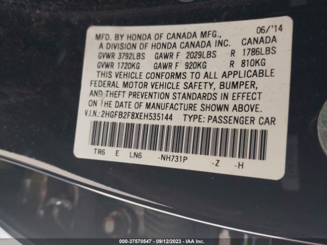 2HGFB2F8XEH535144 Honda Civic Sedan Ex