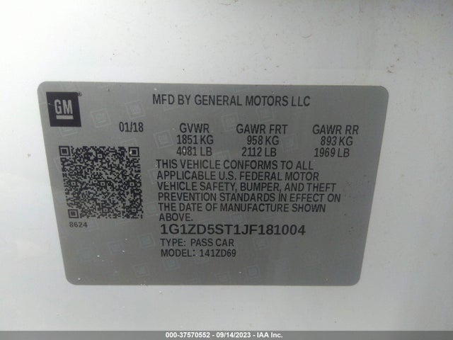 Chevrolet MALIBU LT 2018 1G1ZD5ST1JF181004 Image 9
