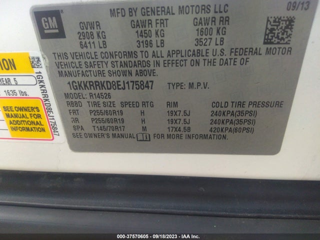 GMC ACADIA SLT 2014 1GKKRRKD8EJ175847 Image 9