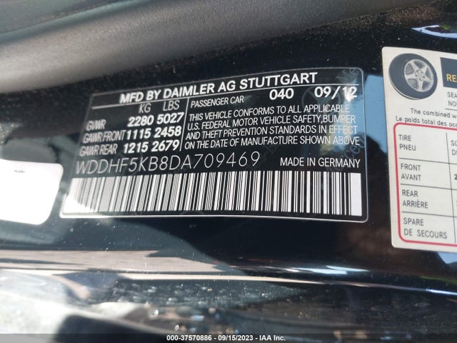 2013 MERCEDES-BENZ E 350 VIN: WDDHF5KB8DA709469
