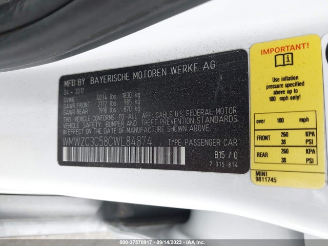 2012 MINI COOPER COUNTRYMAN WMWZC3C58CWL84874 Photo 8