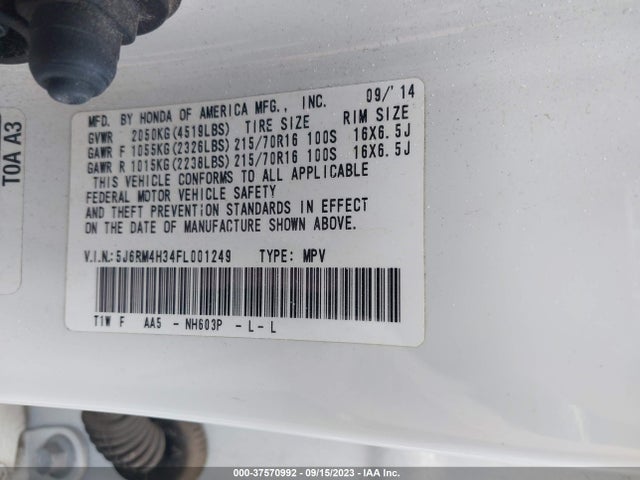 Honda CR-V LX 2015 5J6RM4H34FL001249 Image 9