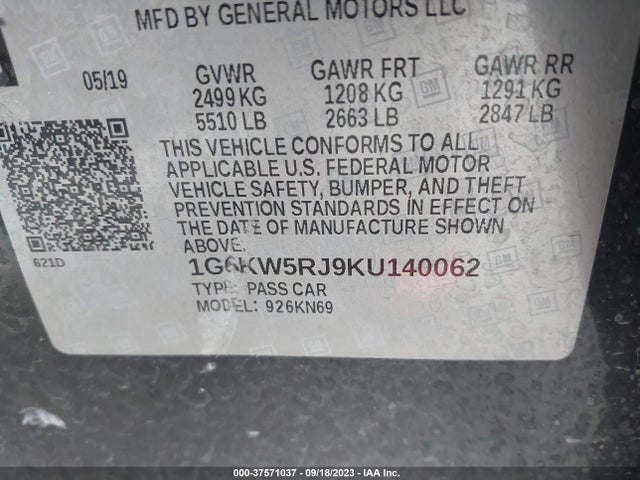 2019 CADILLAC CT6-V 1G6KW5RJ9KU140062 Photo 8