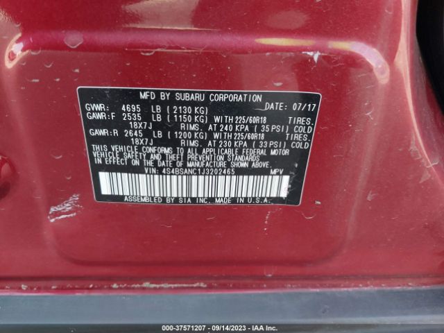 4S4BSANC1J3202465 Subaru Outback Limited
