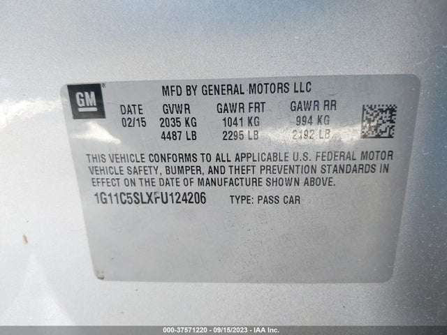 Chevrolet MALIBU LT 2015 1G11C5SLXFU124206 Image 9