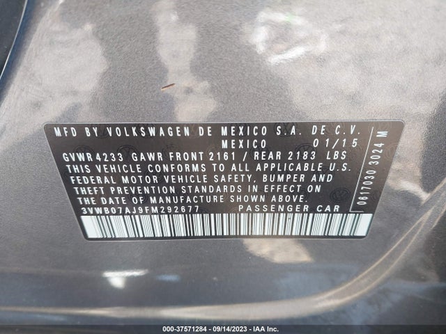 3VWB07AJ9FM292677 Volkswagen Jetta Sedan 1.8t Se