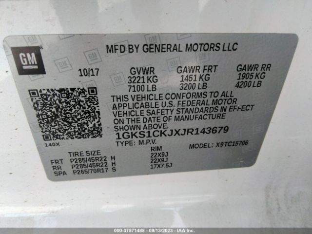 1GKS1CKJXJR143679 GMC YUKON DENALI