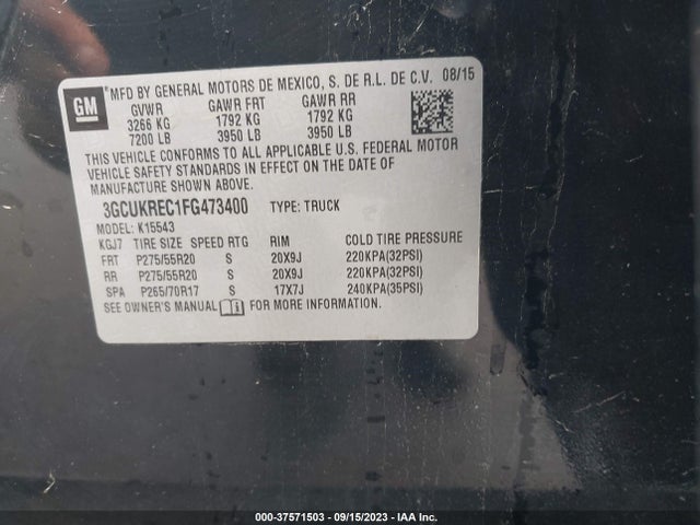 Chevrolet Silverado 1500 Lt 2015 3GCUKREC1FG473400 Image 15