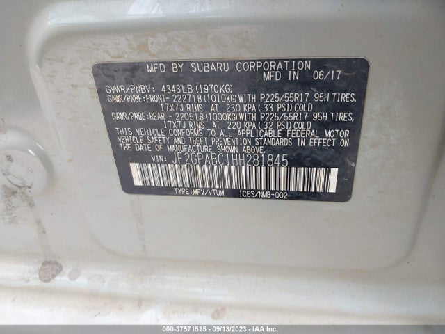 Subaru Crosstrek 2.0i Premium 2017 JF2GPABC1HH281845 Image 9