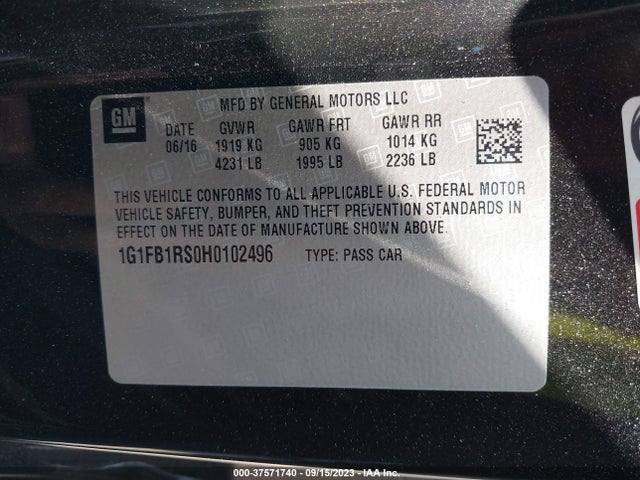 Chevrolet Camaro 1lt 2017 1G1FB1RS0H0102496 Image 9