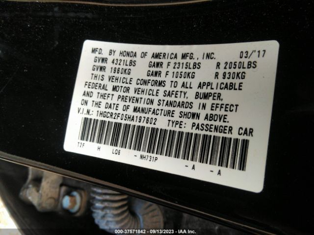 1HGCR2F05HA197602 Honda Accord Sedan Ex