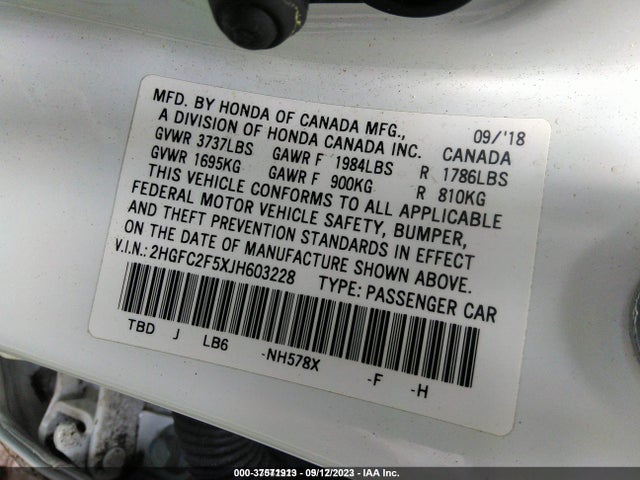 Honda Civic Lx 2018 2HGFC2F5XJH603228 Image 9
