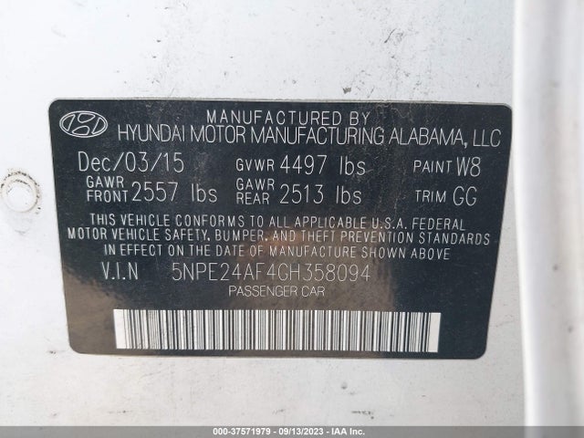 Hyundai Sonata 2.4l Se 2016 5NPE24AF4GH358094 Image 9