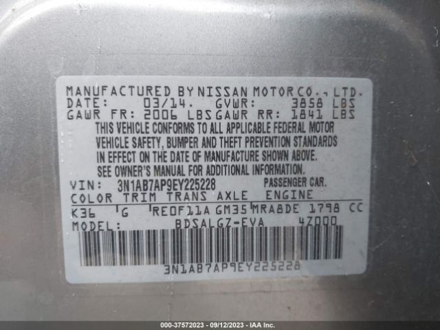 3N1AB7AP9EY225228 Nissan SENTRA SL