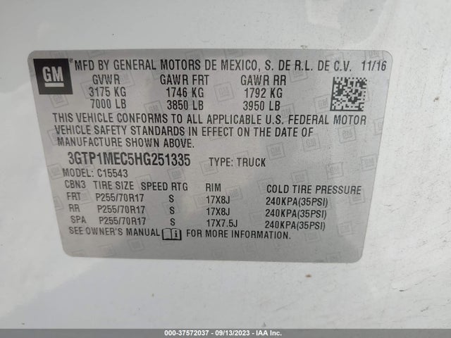 GMC Sierra 1500 Sle 2017 3GTP1MEC5HG251335 Image 9