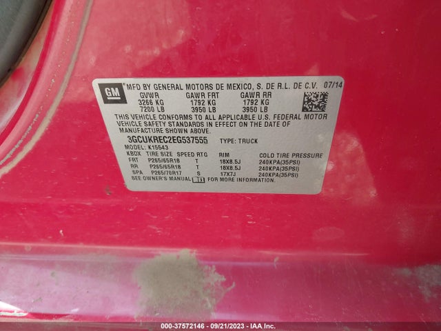 Chevrolet Silverado 1500 Lt 2014 3GCUKREC2EG537555 Image 9