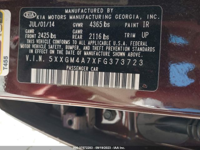 5XXGM4A7XFG373723 KIA Optima Lx
