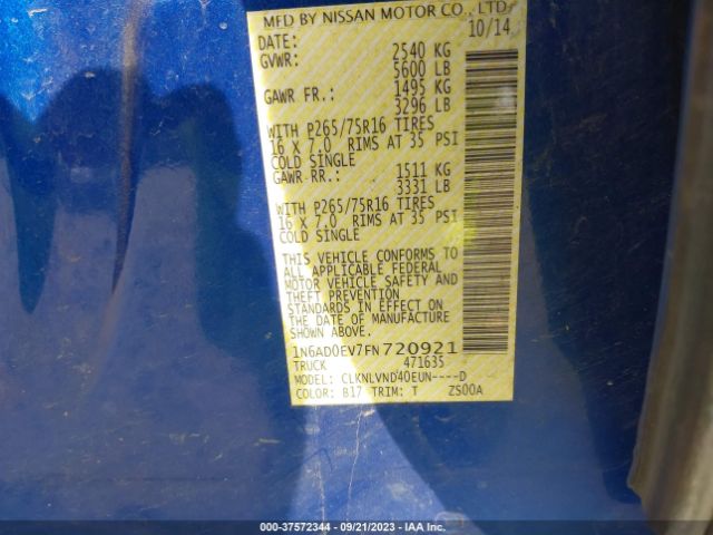 1N6AD0EV7FN720921 Nissan Frontier Pro-4x