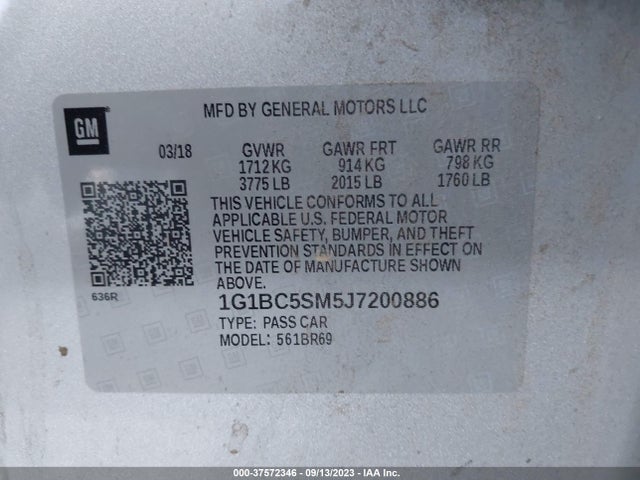Chevrolet CRUZE LS 2018 1G1BC5SM5J7200886 Image 9