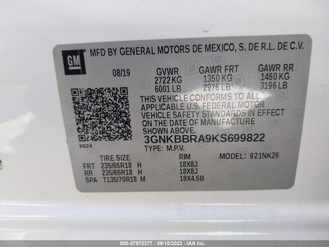 Chevrolet BLAZER 2019 3GNKBBRA9KS699822 Image 9