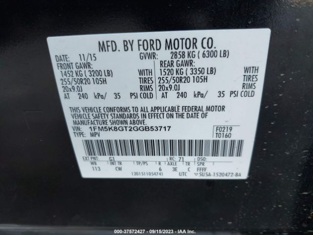 1FM5K8GT2GGB53717 Ford EXPLORER SPORT