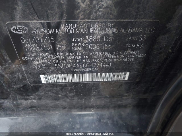 Hyundai ELANTRA SE 2016 5NPDH4AE6GH774441 Image 9