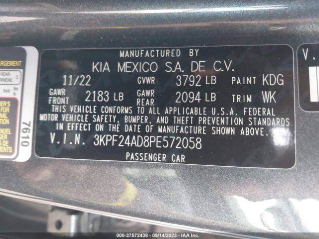 3KPF24AD8PE572058 KIA Forte Lxs