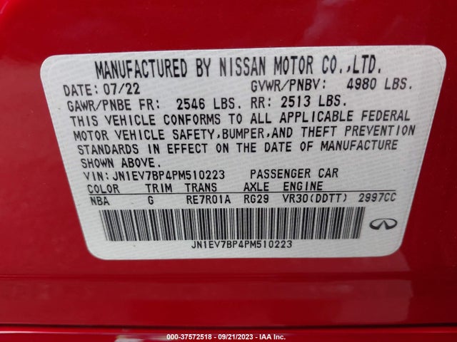 JN1EV7BP4PM510223 Infiniti Q50 LUXE