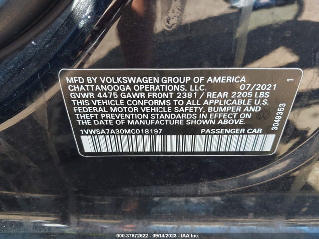 1VWSA7A30MC018197 Volkswagen Passat 2.0t Se