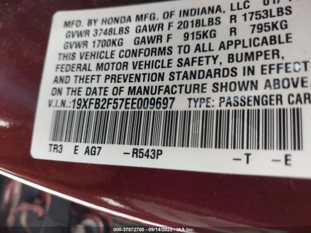 19XFB2F57EE009697 Honda Civic Sedan Lx