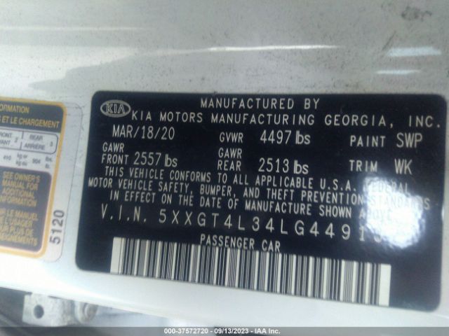 5XXGT4L34LG449137 KIA Optima Lx