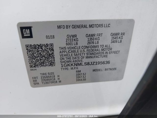 1GKKNMLS8JZ195636 GMC ACADIA SLT