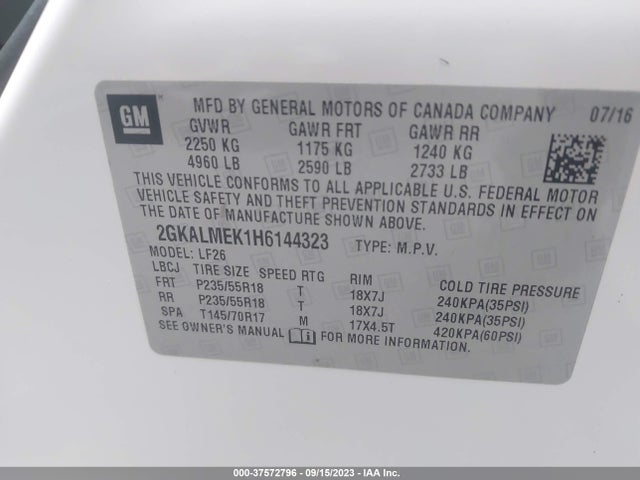 GMC Terrain Sle 2017 2GKALMEK1H6144323 Image 9