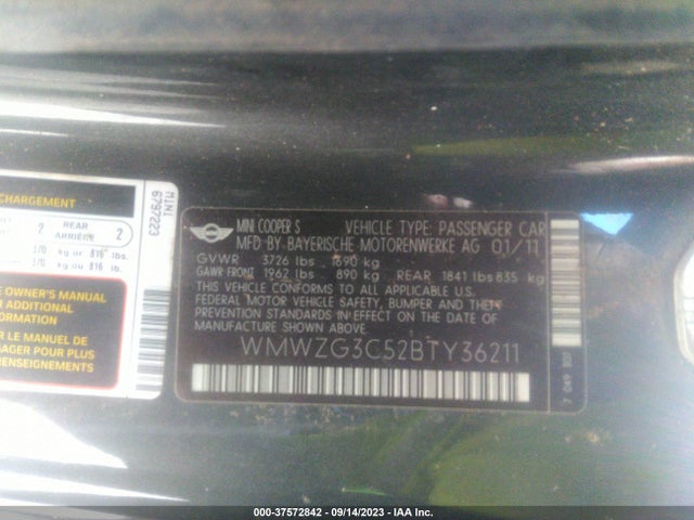 2011 MINI COOPER S CLUBMAN WMWZG3C52BTY36211 Photo 8