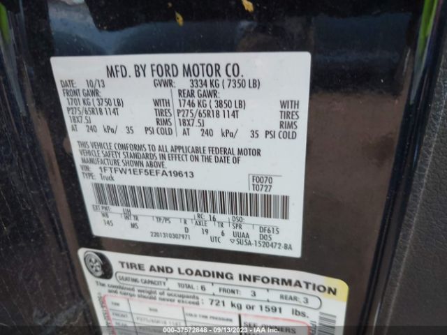 1FTFW1EF5EFA19613 Ford F-150 Xl/xlt/stx/fx4/lariat