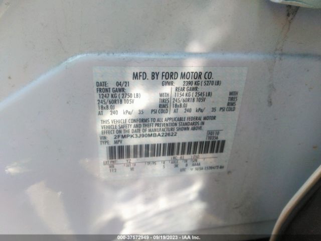 2FMPK3J90MBA22622 Ford Edge Sel/st-line