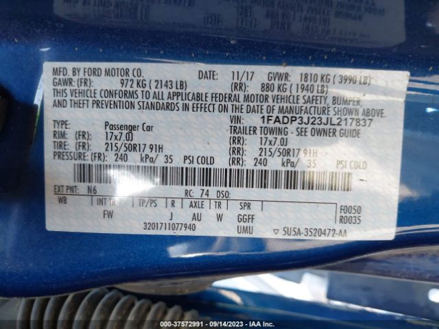 1FADP3J23JL217837 Ford Focus Titanium